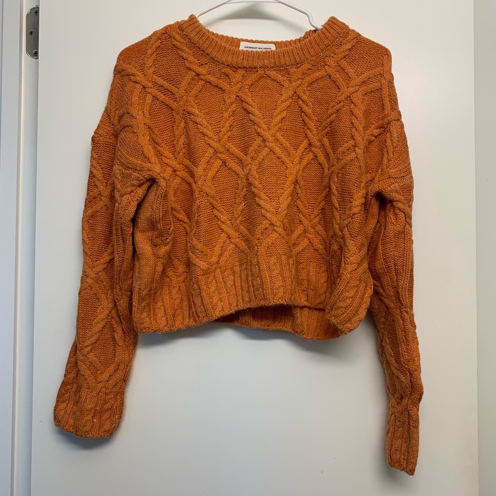Goodnight macaroon orange cable knit sweater